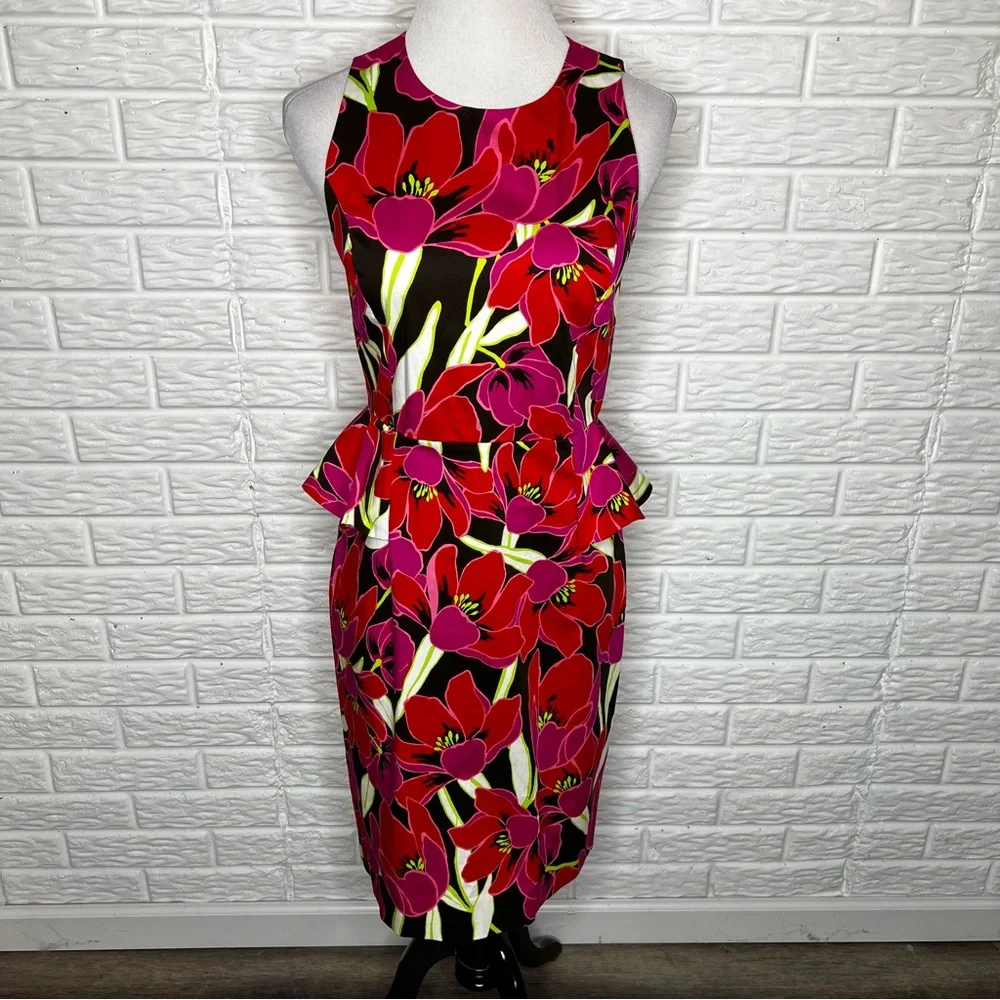 KATE SPADE NEW YORK NWOT Floral Snap Dragon Sheath Peplum Dress Size 8
